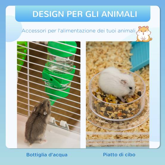 Cage Acier PP Hamsters 3 Niveaux Avec Tubes Et Accessoires 59x36x47cm Bleu - ComfortXL Outdoor Living - Image 7