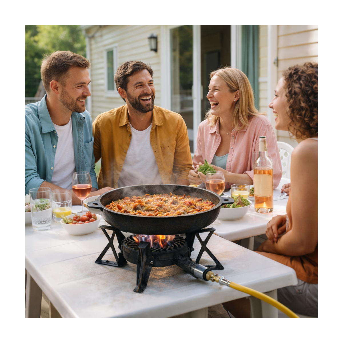 Rechaud gaz fonte véritable 7.5 kW 3 pieds Traiteur Réchaud portable Gaz Butane ou Propane Puissance réglable - Imagen 2