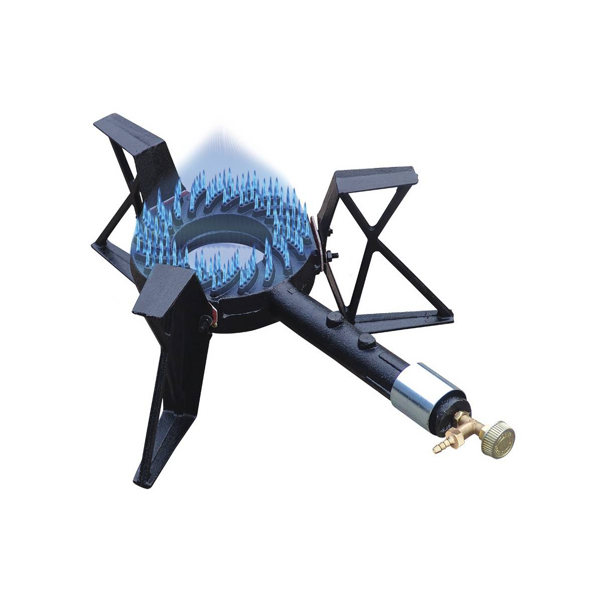 Rechaud gaz fonte véritable 7.5 kW 3 pieds Traiteur Réchaud portable Gaz Butane ou Propane Puissance réglable - Imagen 1
