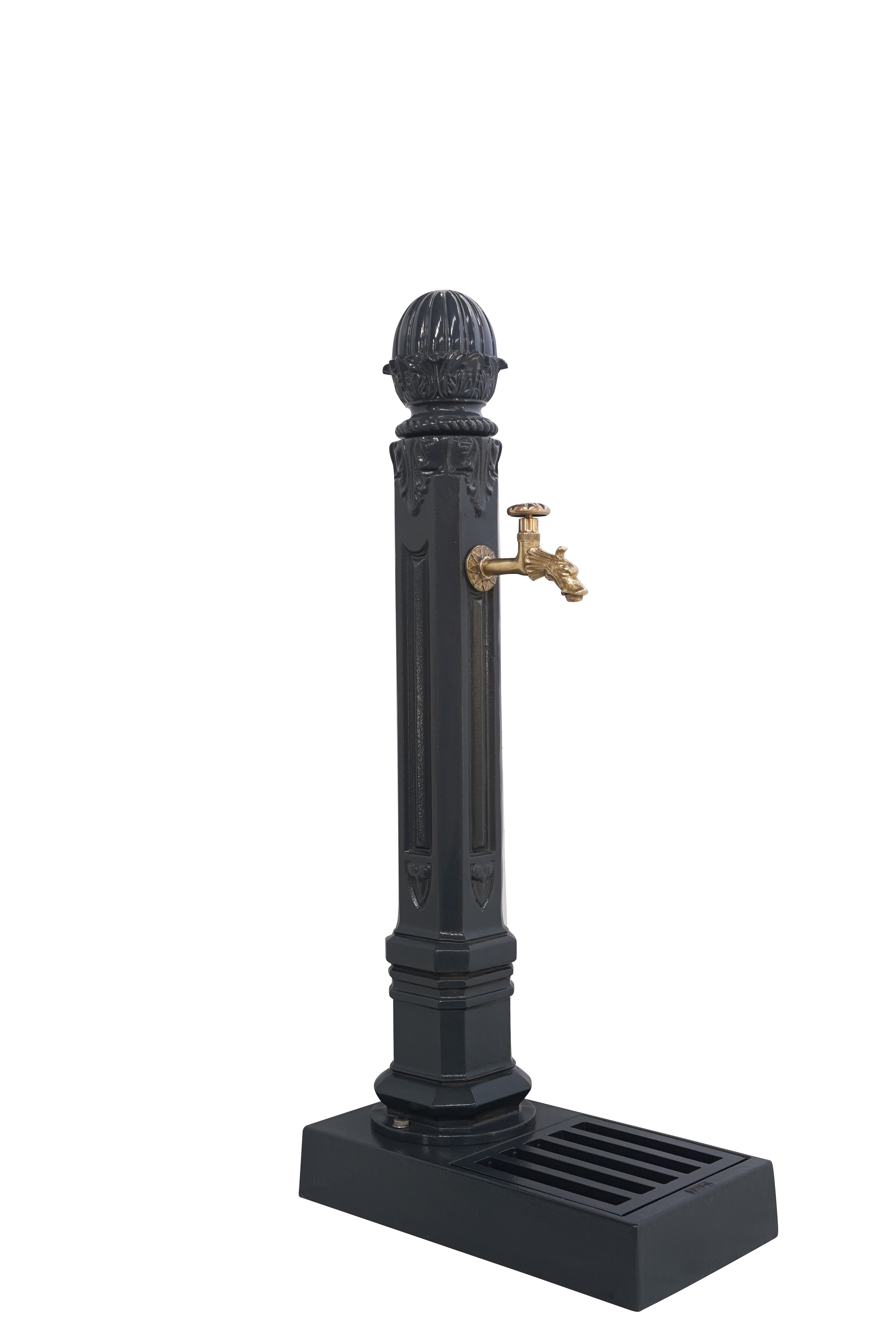 Fontaine borne griffon avec vasque gris 7016 avec robinet colvert Dommartin H. 110cm X L. 51cm - Imagen 2