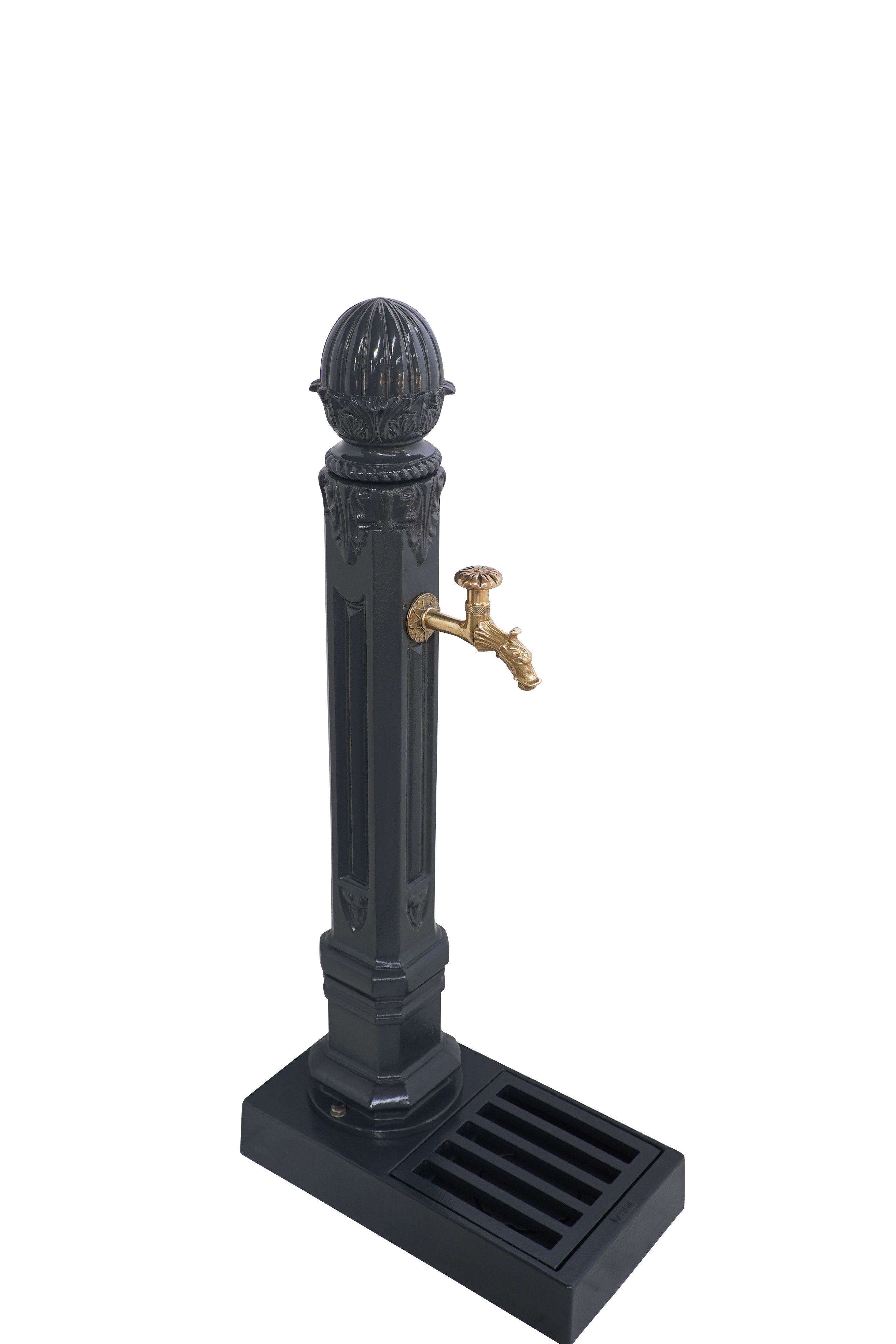 Fontaine borne griffon avec vasque gris 7016 avec robinet colvert Dommartin H. 110cm X L. 51cm - Imagen 3