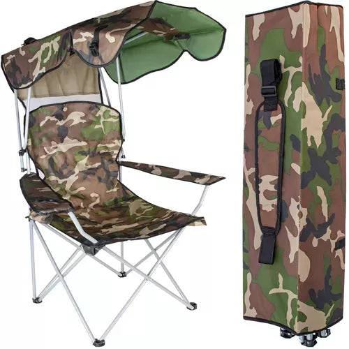 Importdistrib - Chaise de pêche camping camo avec toit pliable IMPORTDISTRIB - Imagen 1