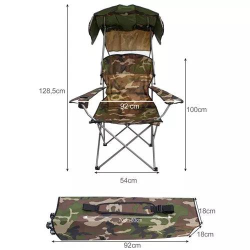 Importdistrib - Chaise de pêche camping camo avec toit pliable IMPORTDISTRIB - Imagen 2