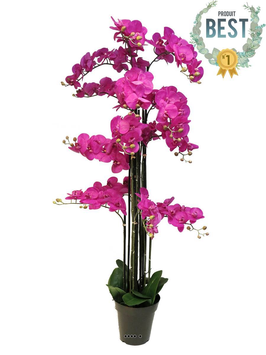 Artificielles - Orchidée Phalaenopsis factice top qualité, pot H140cm Rose fushia-BEST - dimhaut: H 140 cm - couleur: Rose fushia 730 - Imagen 1