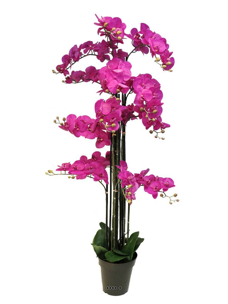 Artificielles - Orchidée Phalaenopsis factice top qualité, pot H140cm Rose fushia-BEST - dimhaut: H 140 cm - couleur: Rose fushia 730 - Imagen 2