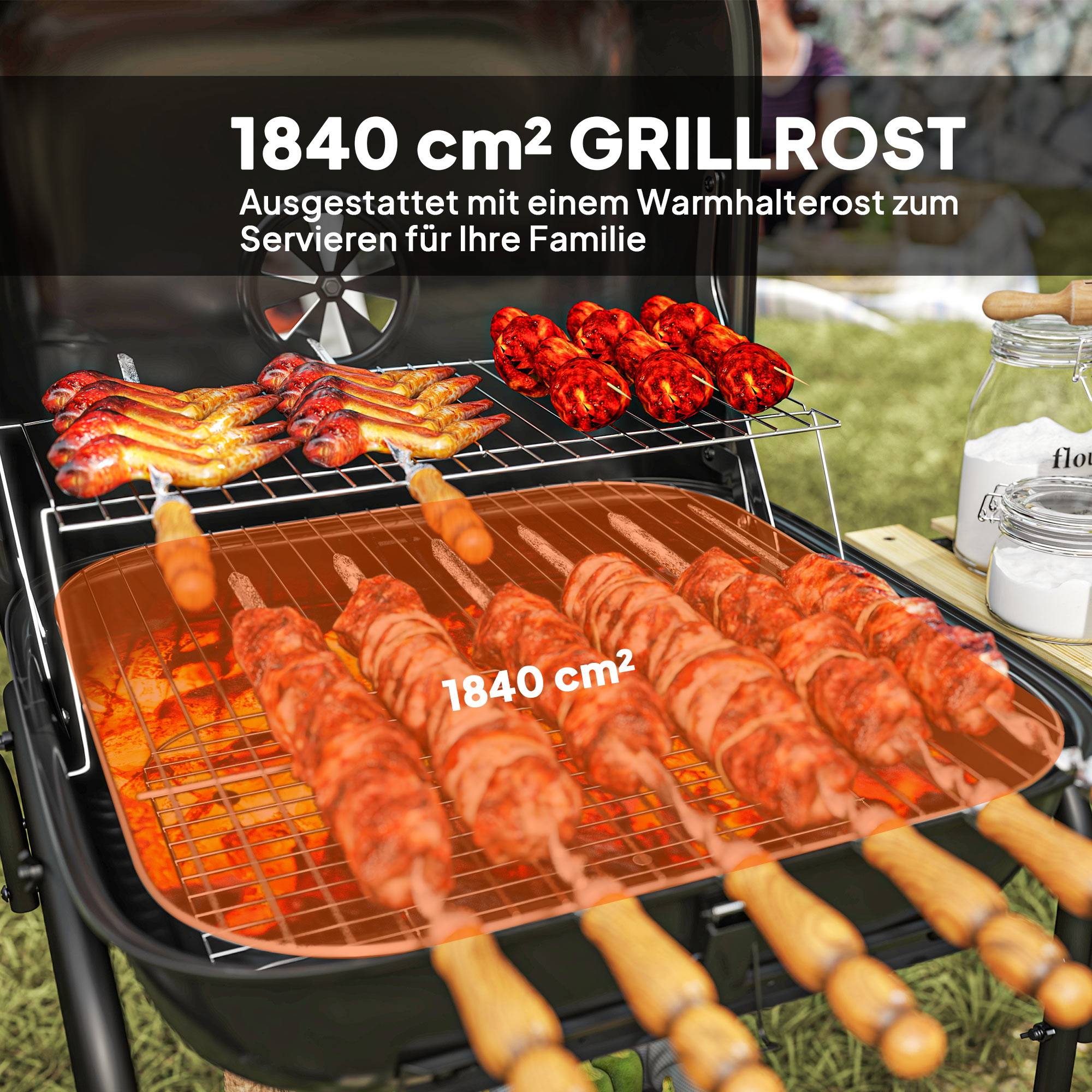 PANGIVO - Barbecue chariot à charbon acier noir 98 x 54 x 91 cm - PANGIVO - Image 6