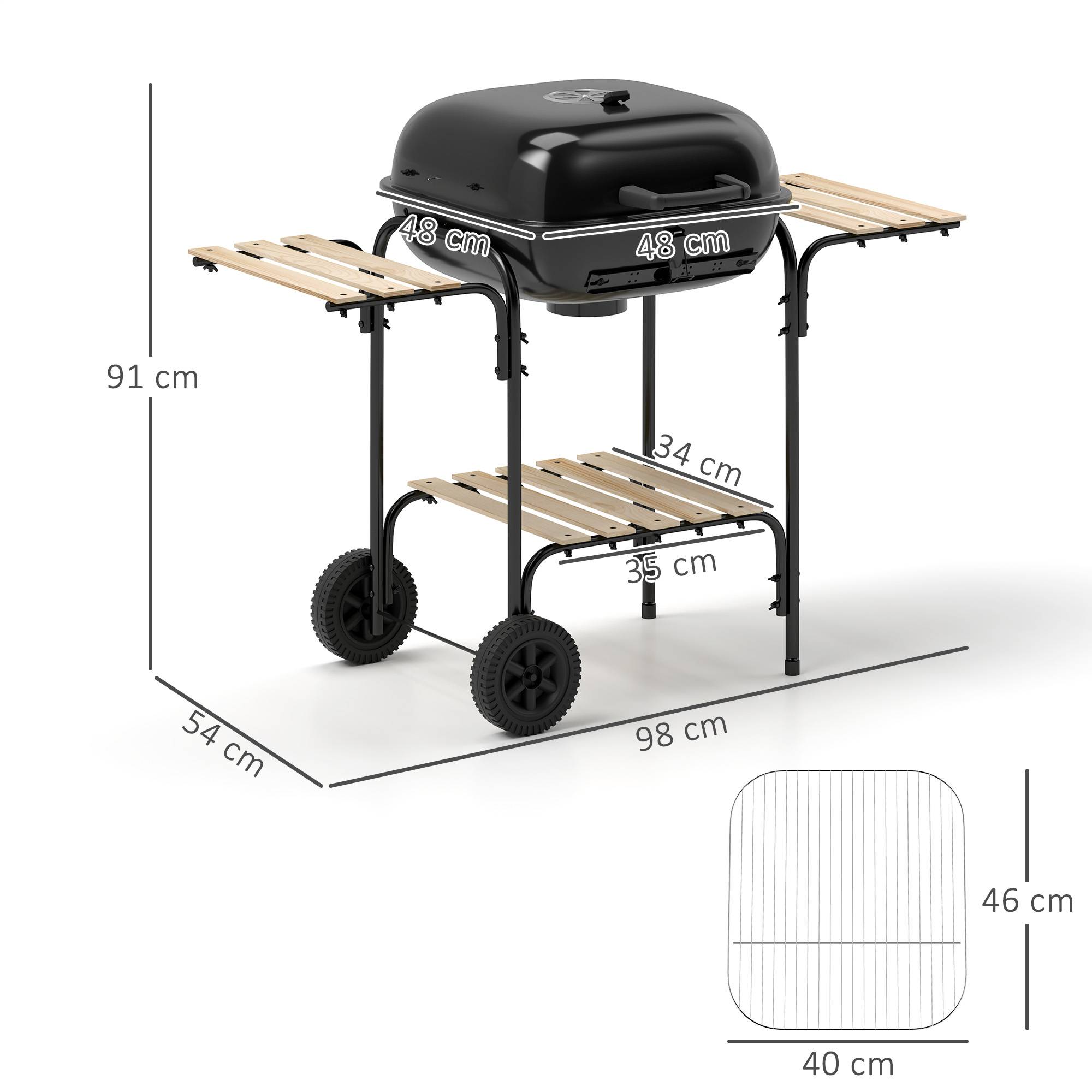 PANGIVO - Barbecue chariot à charbon acier noir 98 x 54 x 91 cm - PANGIVO - Image 5