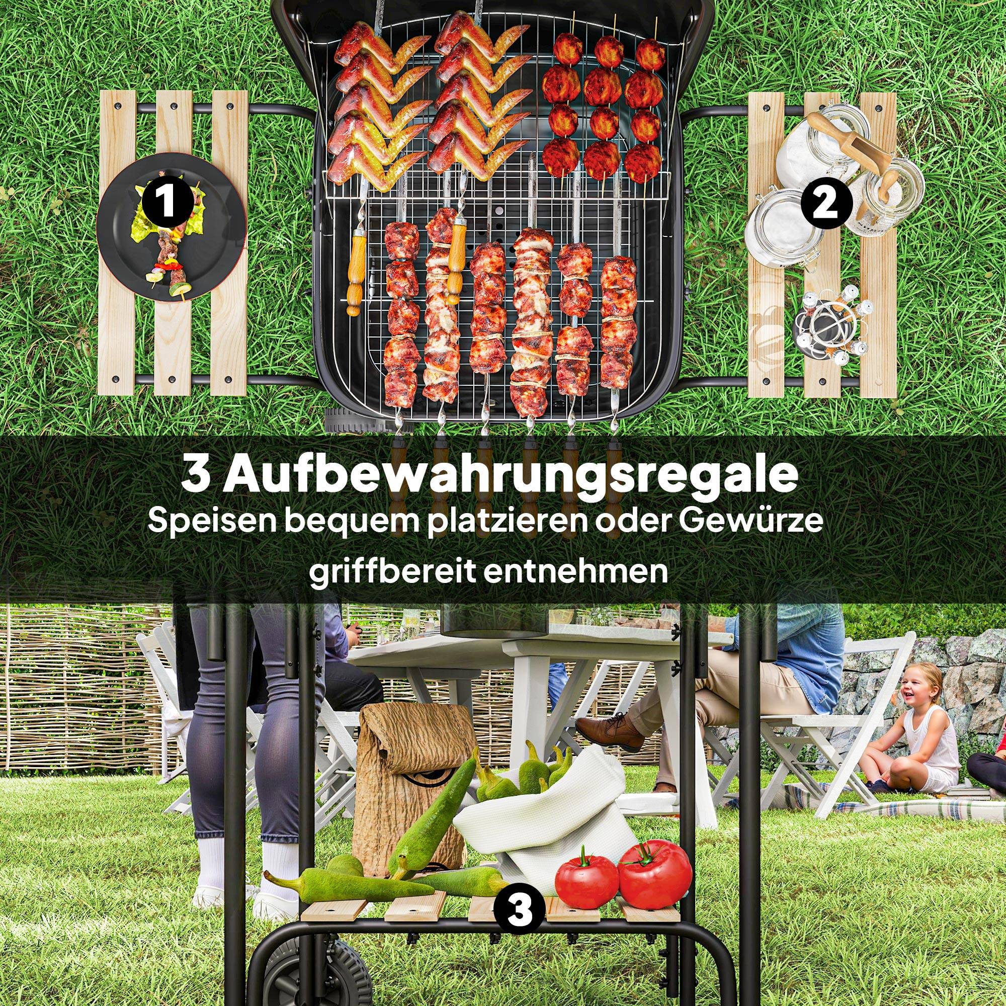 PANGIVO - Barbecue chariot à charbon acier noir 98 x 54 x 91 cm - PANGIVO - Image 8