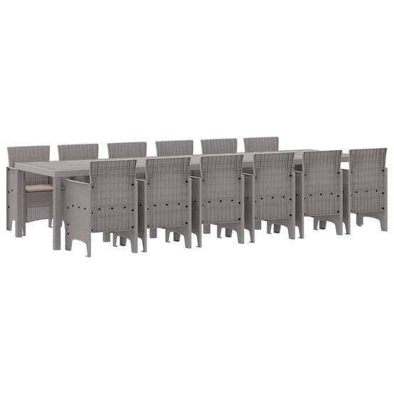 Salon de Jardin Gris 12 Personnes en Poly Rattan Grande Table pour Recevoir sur la Terrasse Gris Clair – ComfortXL Outdoor Living - Image 2