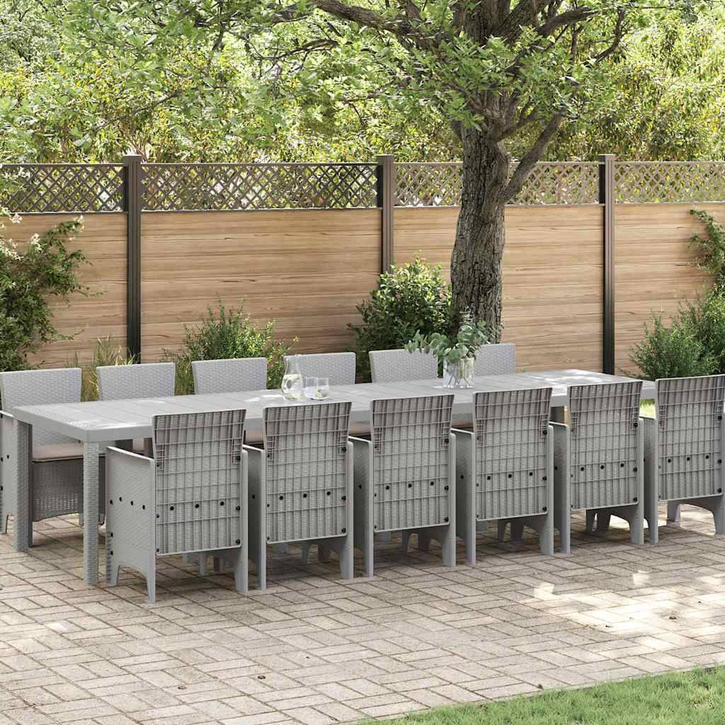 Salon de Jardin Gris 12 Personnes en Poly Rattan Grande Table pour Recevoir sur la Terrasse Gris Clair – ComfortXL Outdoor Living - Image 1