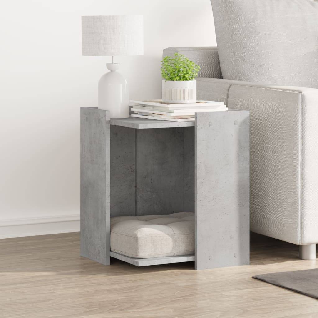 Lit pour chat - Meuble de bac à litière pour chat gris béton bois d'ingénierie-JU133 - Image 3