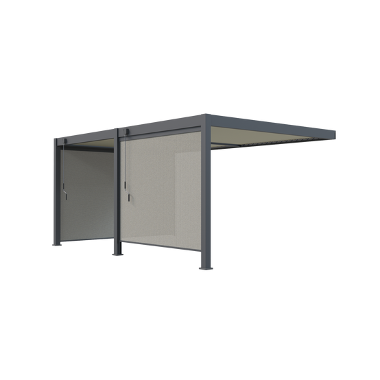 Pergola Bioclimatique Aluminium Adossée 19m² - 3,6x5,3 - Deux Stores Inclus - Anthracite - 34 lames en Aluminium a 120 degrés - Image 2