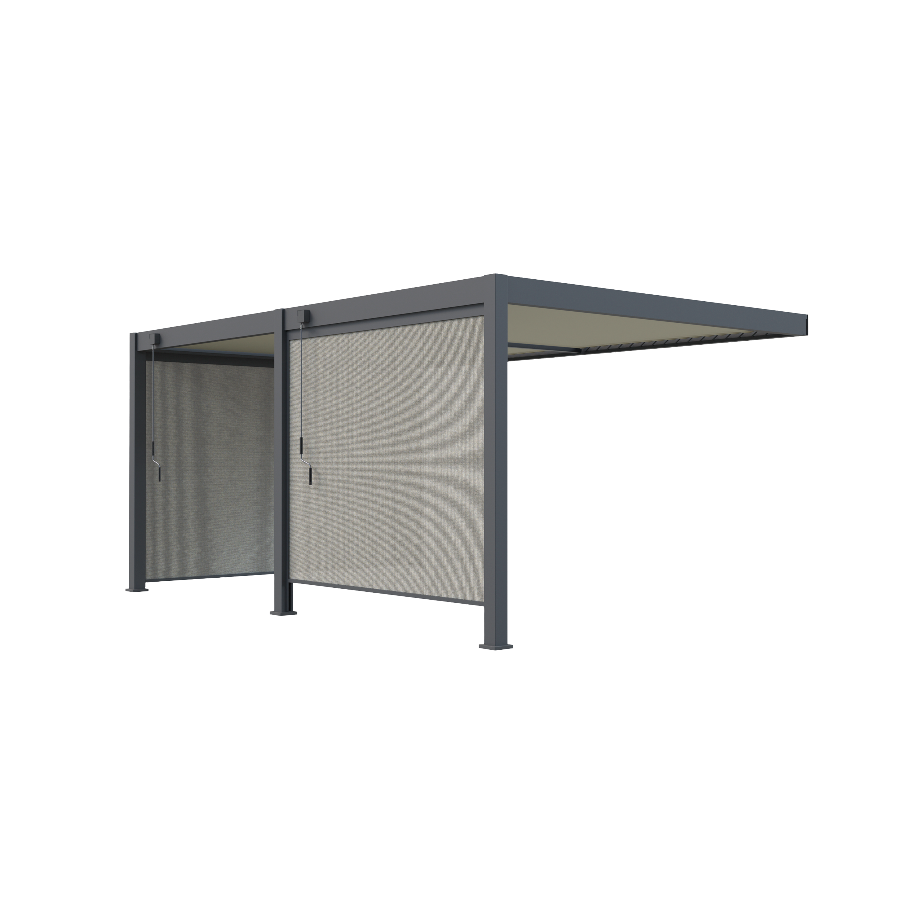 Pergola Bioclimatique Aluminium Adossée 19m² - 3,6x5,3 - Deux Stores Inclus  - Anthracite - 34 lames en Aluminium a 120 degrés - Image 2
