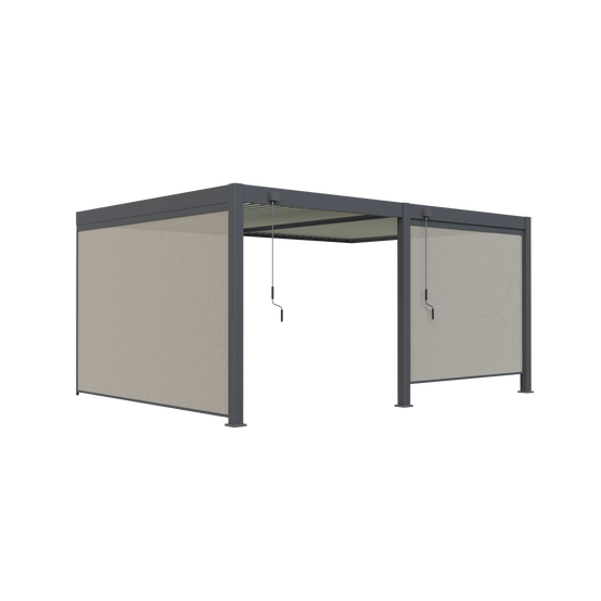 Pergola Bioclimatique Aluminium Adossée 19m² - 3,6x5,3 - Deux Stores Inclus - Anthracite - 34 lames en Aluminium a 120 degrés - Image 3