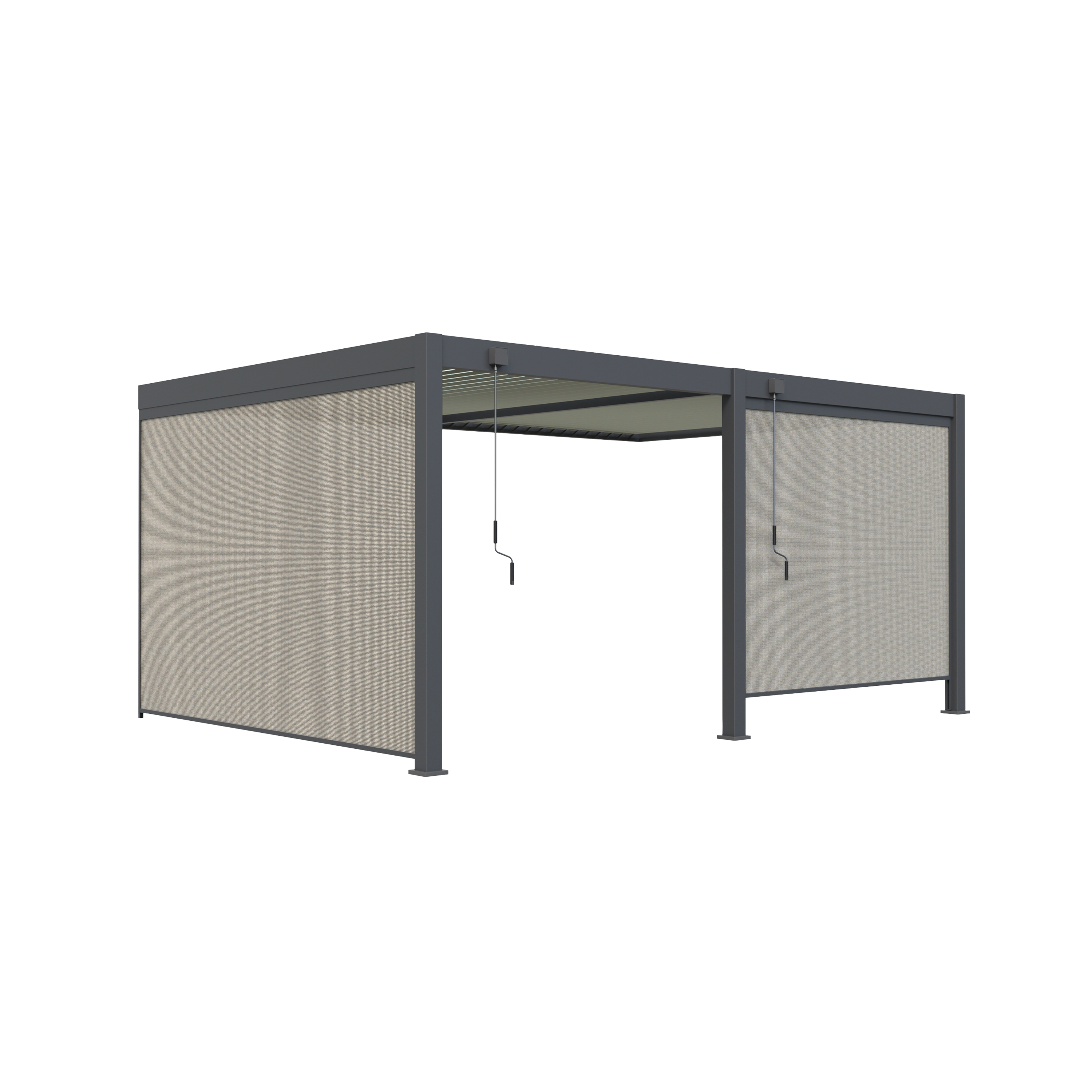 Pergola Bioclimatique Aluminium Adossée 19m² - 3,6x5,3 - Deux Stores Inclus  - Anthracite - 34 lames en Aluminium a 120 degrés - Image 3