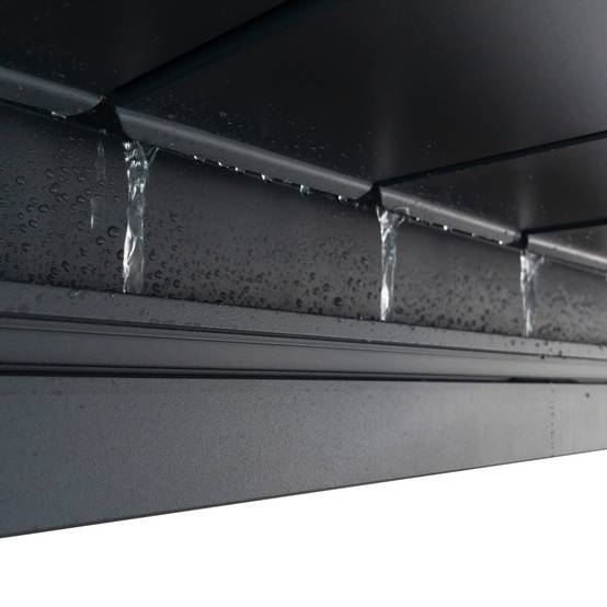 Pergola Bioclimatique Aluminium Adossée 19m² - 3,6x5,3 - Deux Stores Inclus - Anthracite - 34 lames en Aluminium a 120 degrés - Image 10