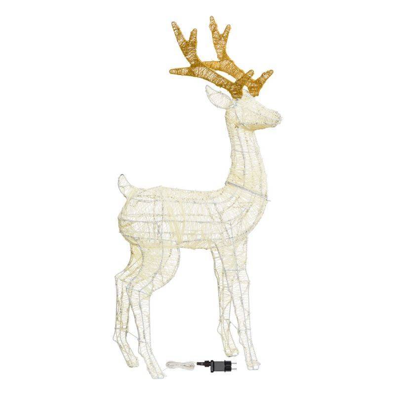 Lotti - Renne lumineux 3D H125cm fil tressé crème et marron 240 LED ambré fixe Smart Connect 31V professionnel Lotti - Imagen 4