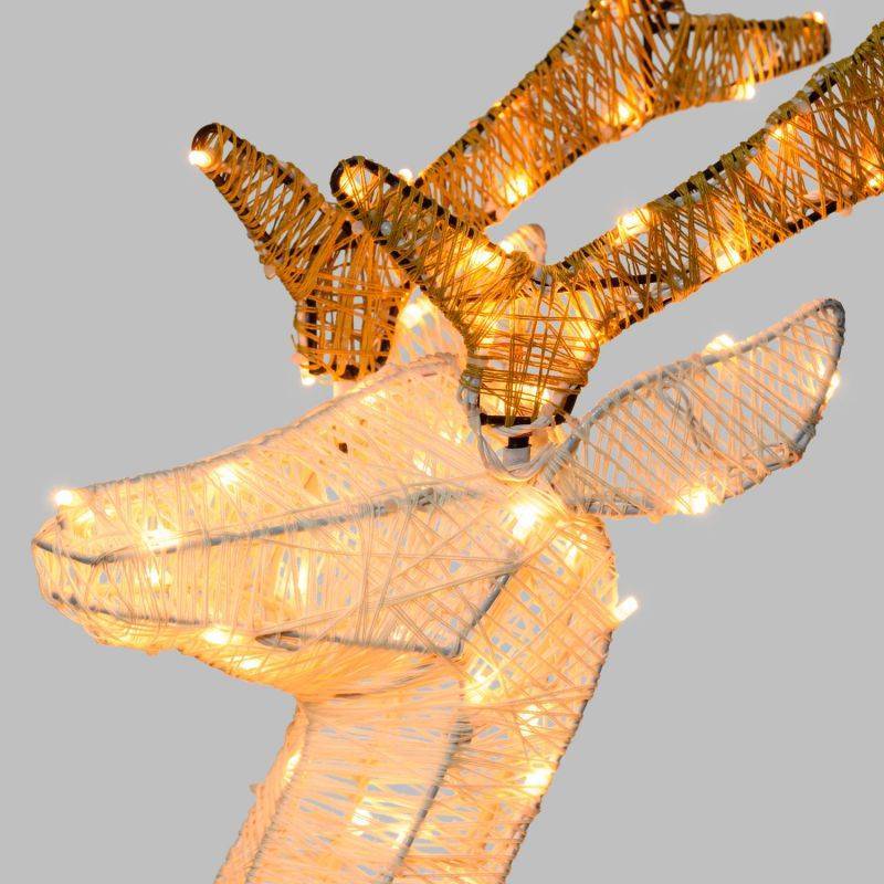 Lotti - Renne lumineux 3D H125cm fil tressé crème et marron 240 LED ambré fixe Smart Connect 31V professionnel Lotti - Imagen 5