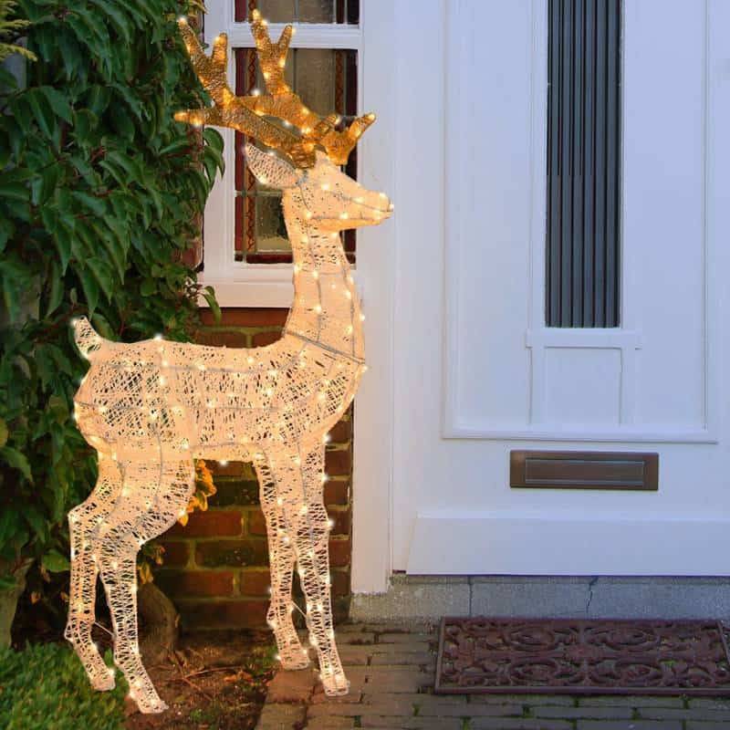 Lotti - Renne lumineux 3D H125cm fil tressé crème et marron 240 LED ambré fixe Smart Connect 31V professionnel Lotti - Imagen 2