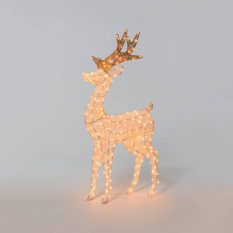 Lotti - Renne lumineux 3D H125cm fil tressé crème et marron 240 LED ambré fixe Smart Connect 31V professionnel Lotti - Imagen 1