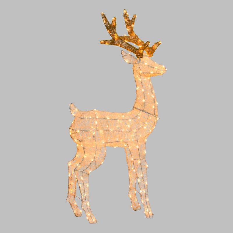 Lotti - Renne lumineux 3D H125cm fil tressé crème et marron 240 LED ambré fixe Smart Connect 31V professionnel Lotti - Imagen 8