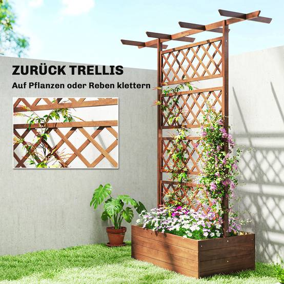 Jardinière avec treillis, bois, coin, support arrière et toit - Image 6