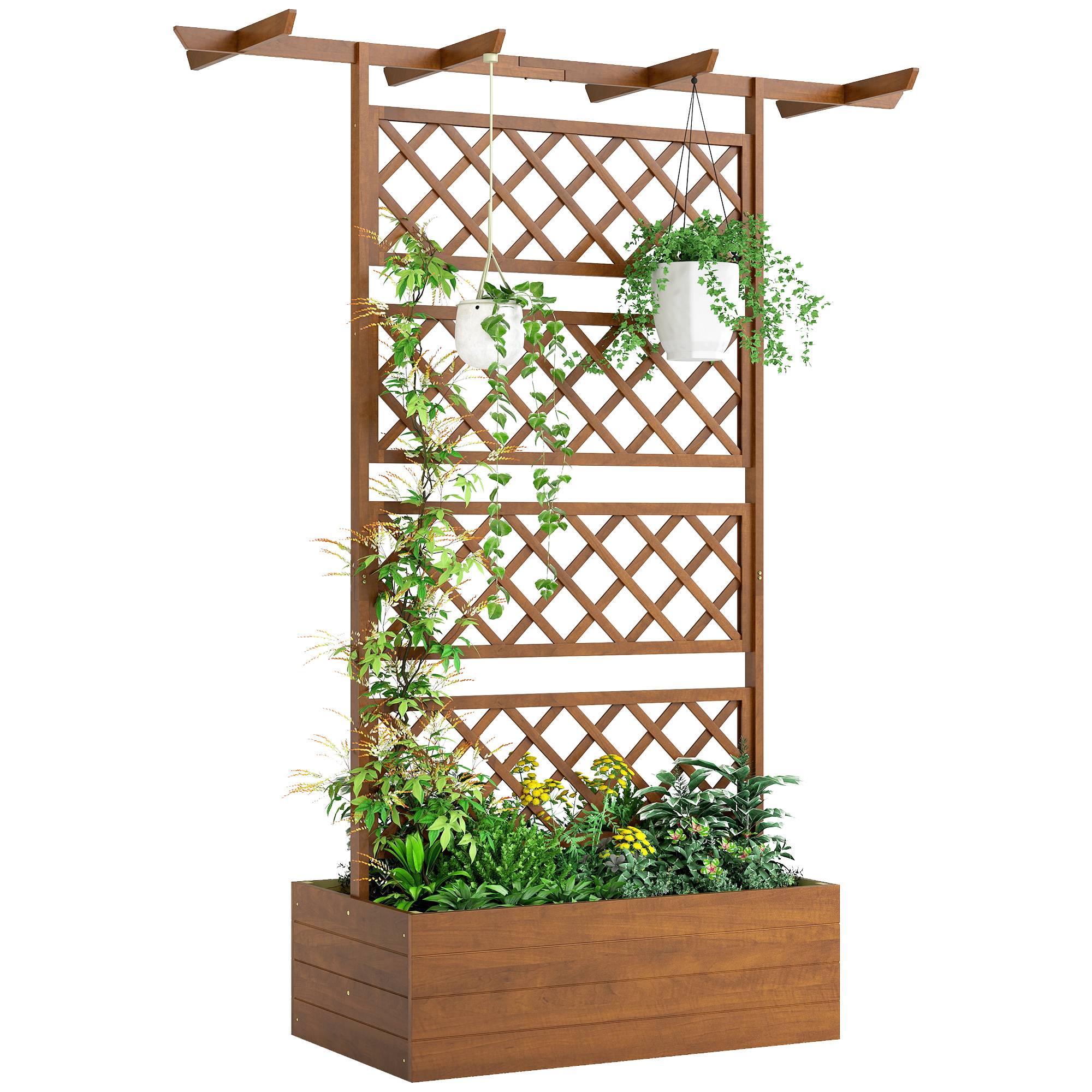 Jardinière avec treillis, bois, coin, support arrière et toit - Image 1