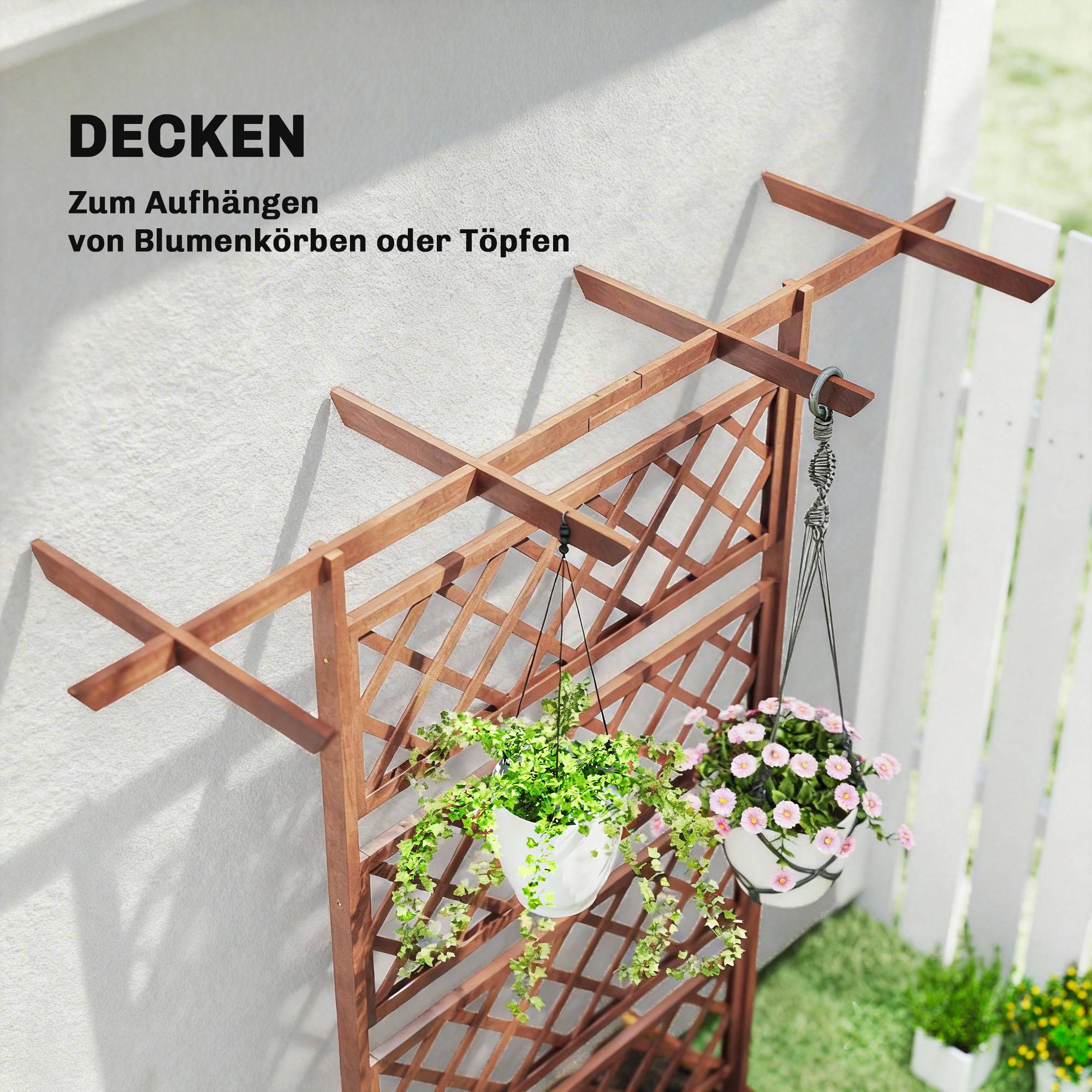 Jardinière avec treillis, bois, coin, support arrière et toit - Image 7
