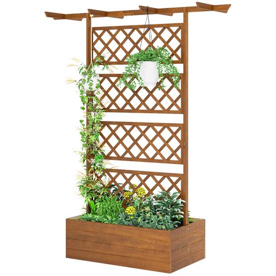 Jardinière avec treillis, bois, coin, support arrière et toit - Image 2
