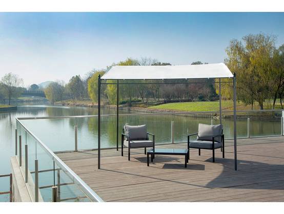 Pergola Inclinée En Métal - 3 X 2,5 M - Beige -habitat Et Jardin - Image 2