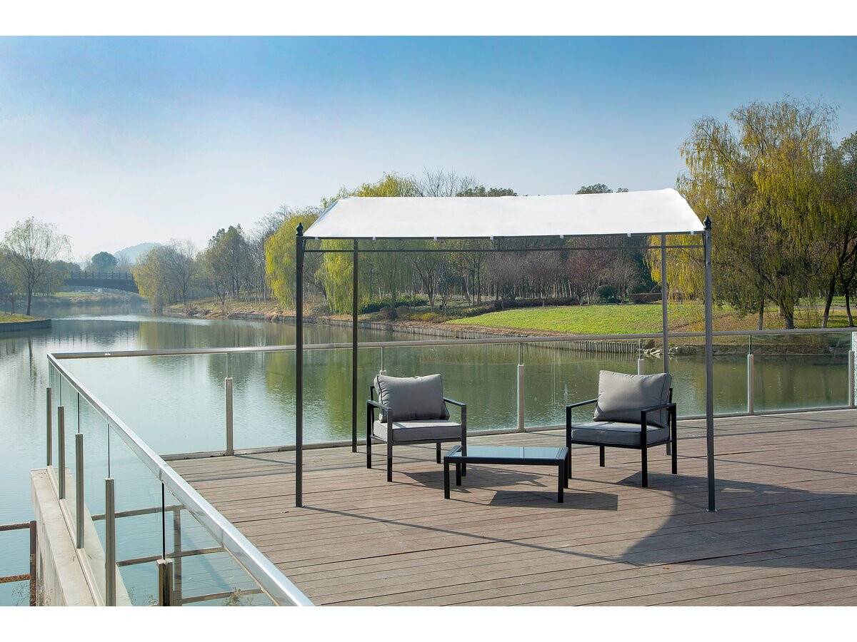 Pergola Inclinée En Métal - 3 X 2,5 M - Beige -habitat Et Jardin - Image 2