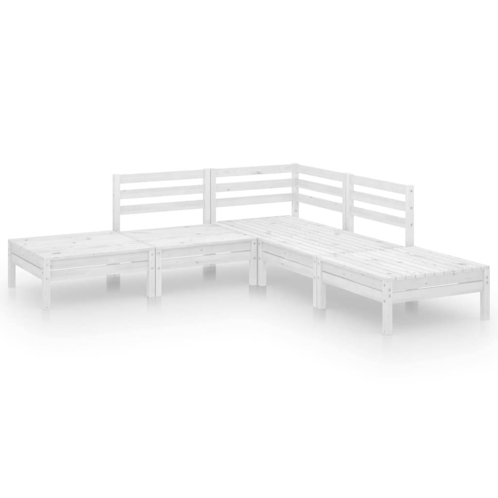 Maison Chic - 5 pcs salon de jardin - Mobilier d'extérieur - Mobilier de jardin Bois de pin massif Blanc-JU7413