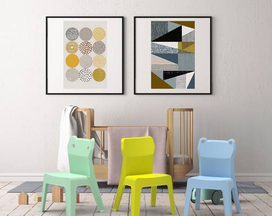 Set 4+1 chaises-table pour enfants intérieur, extérieur bleu ciel/fuchsia/orange/vert citron/menthe JAN garbar - Image 2