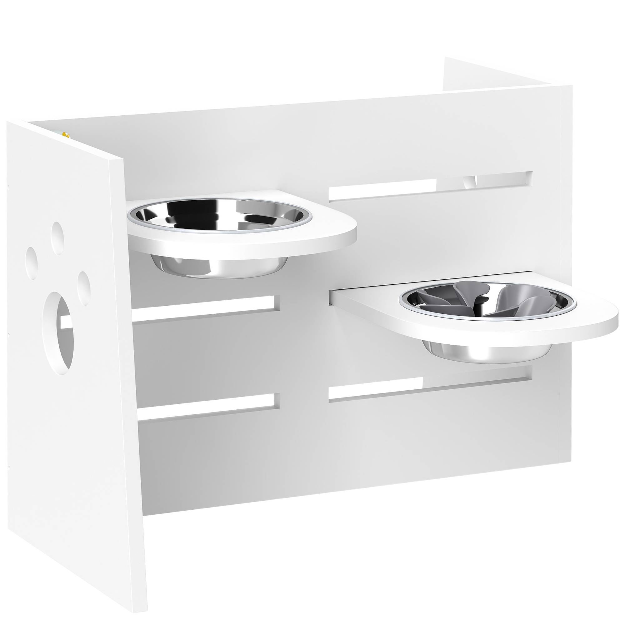 Sans Marque - Gamelle double surélevée chiens hauteur réglable et alimentation lente 63x58,5x40 cm blanche - Image 2