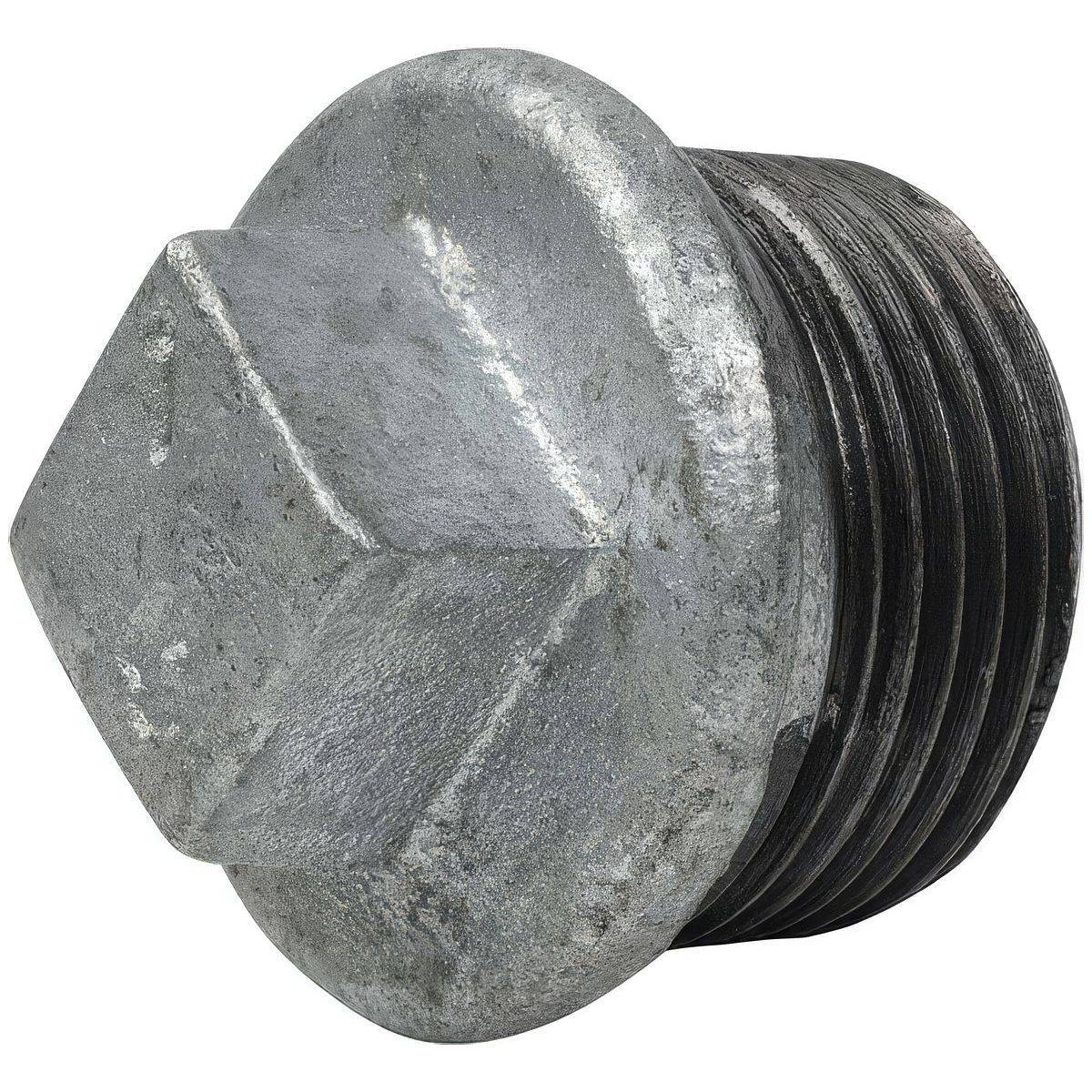 Bouchon Mâle avec Butée en Fonte Malléable Galvanisée - 3/8'' - Image 1