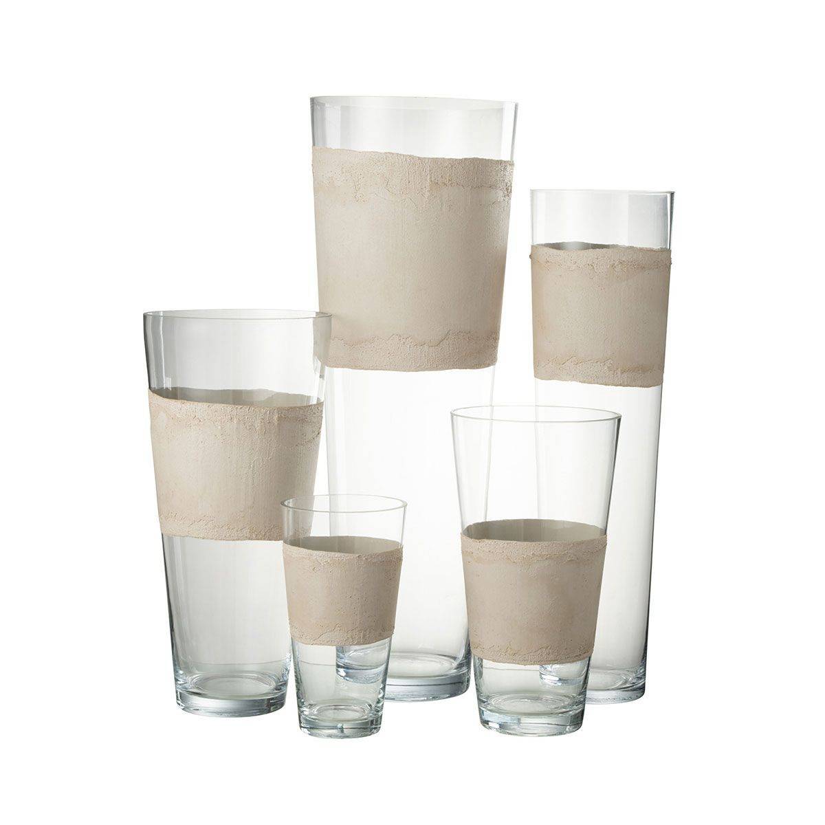 Vase Déco en Verre "Delph" 45cm Transparent & Beige - Image 2