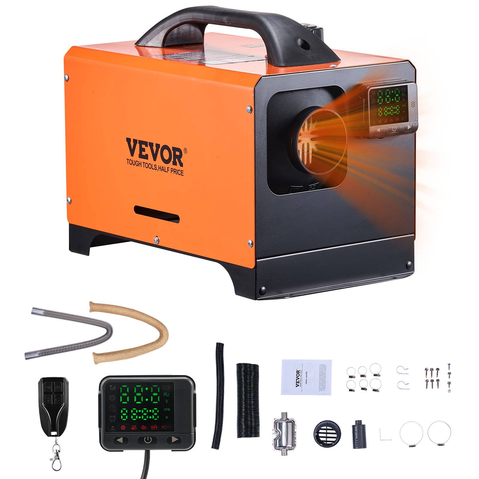 VEVOR Chauffage diesel 8kW 12-24V, 0,18-0,36L/h, 0-40°C, télécom., écran couleur