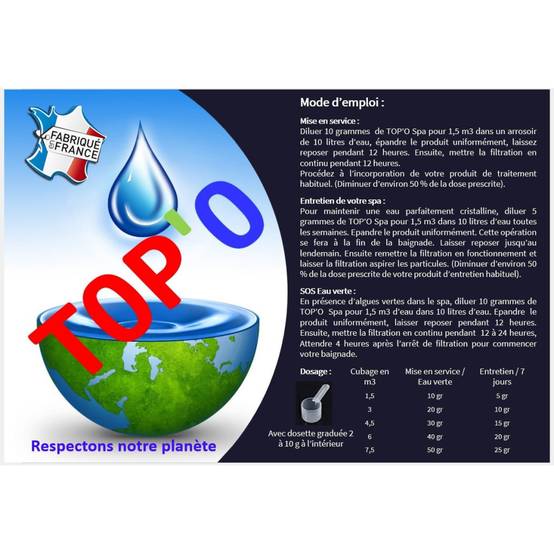 TOP'O - Clarifiant spa, algicide, floculent, capteur de fer 500g - Imagen 2
