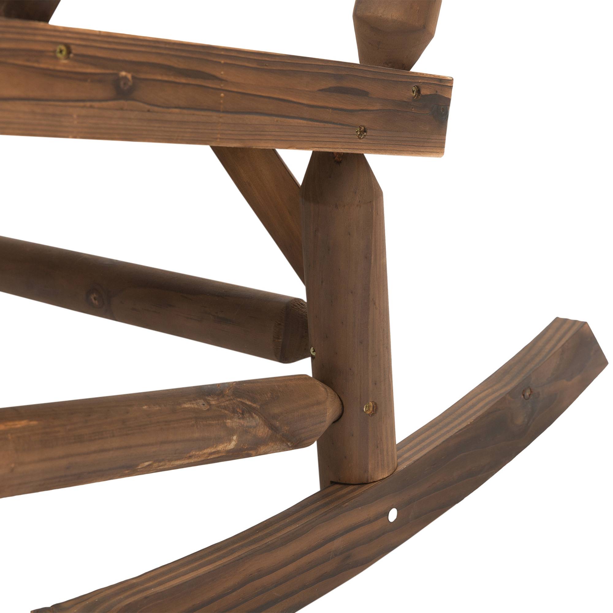 Outsunny - Banc à bascule de jardin 2 places style rural chic dossier accoudoirs aspect rondins de bois assise à lattes sapin traité carbonisation - Outsunny - Imagen 5