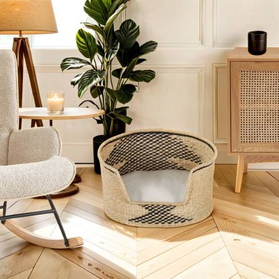 Beau Rivage - Panier ovale APOLLON pour chien et chat en jonc de mer coussin écru Beau Rivage - Imagen 2