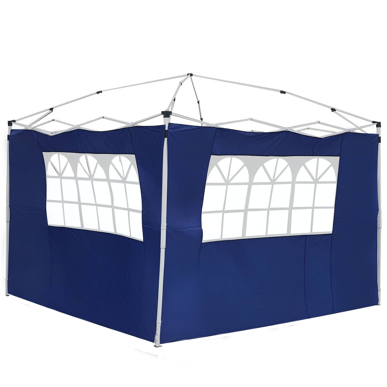 2 parois laterales pour tentes 3x3 m, 300x200 cm, parois de rechange pour cenador en toile Oxford avec fenetre, jardin, bleu - Image 1