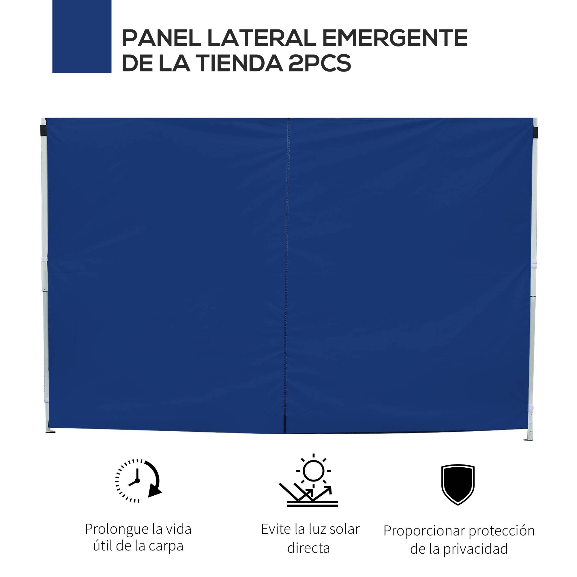 2 parois laterales pour tentes 3x3 m, 300x200 cm, parois de rechange pour cenador en toile Oxford avec fenetre, jardin, bleu - Image 5