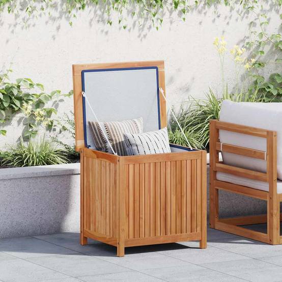 Coffre de rangement de jardin bois de teck naturel 60 x 50 x 58 cm - PANGIVO - Image 1