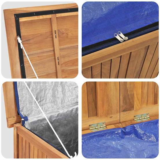 Coffre de rangement de jardin bois de teck naturel 60 x 50 x 58 cm - PANGIVO - Image 9