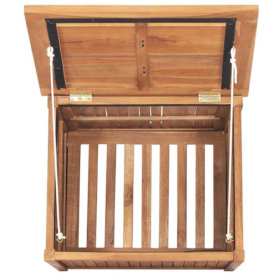 Coffre de rangement de jardin bois de teck naturel 60 x 50 x 58 cm - PANGIVO - Image 7