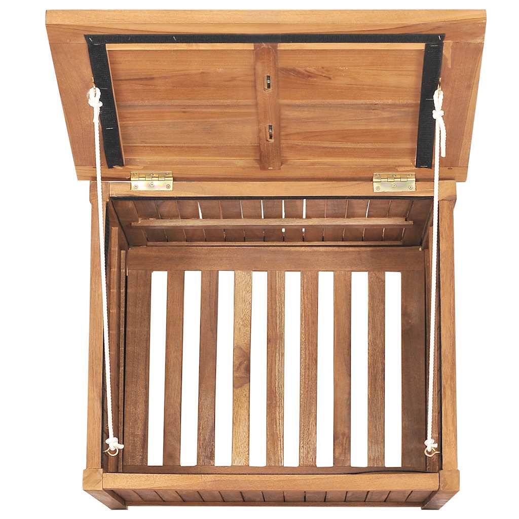 Coffre de rangement de jardin bois de teck naturel 60 x 50 x 58 cm - PANGIVO - Image 7