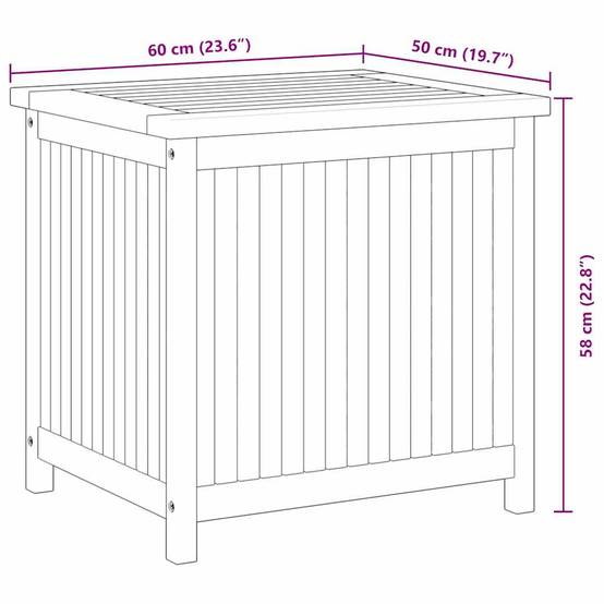 Coffre de rangement de jardin bois de teck naturel 60 x 50 x 58 cm - PANGIVO - Image 10