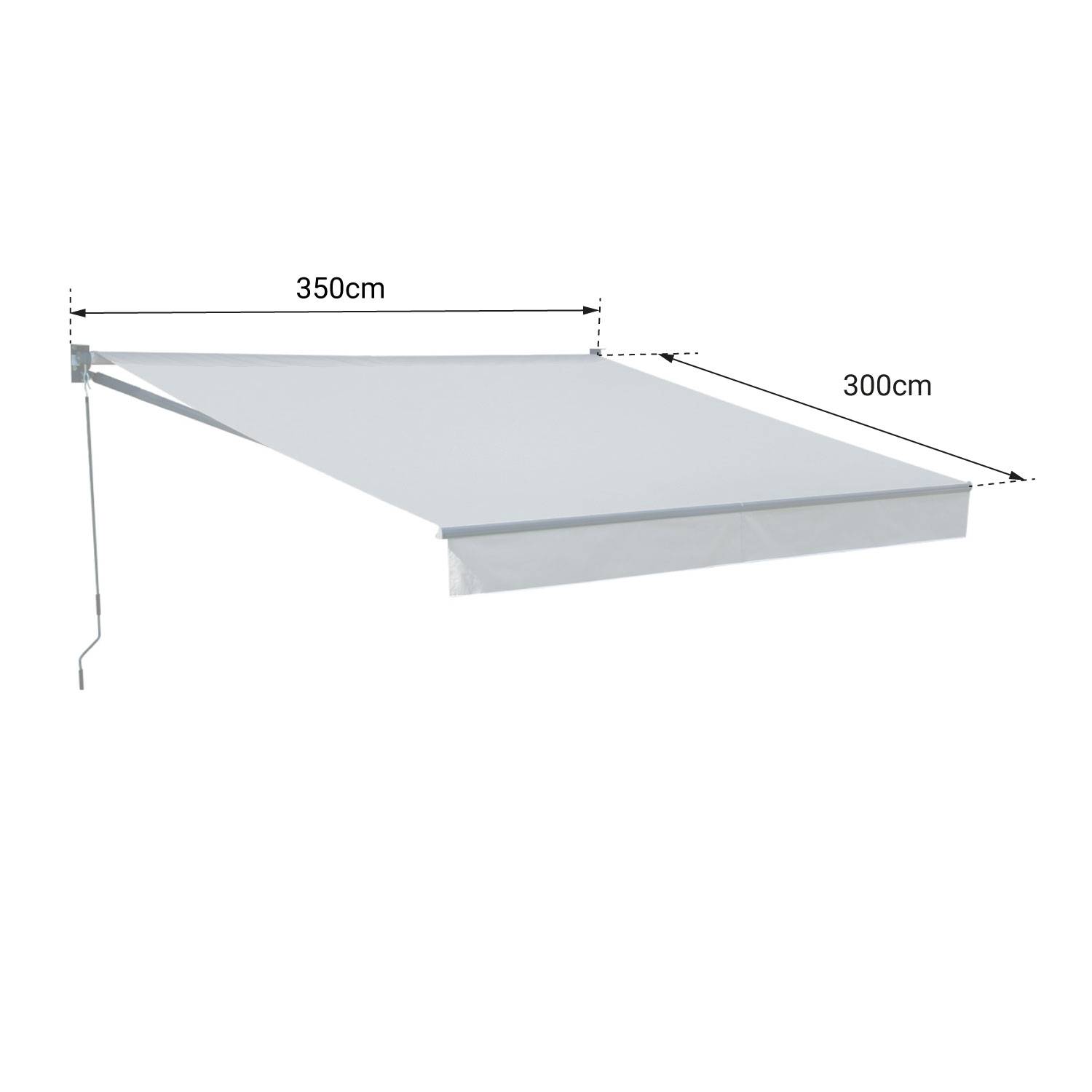 Happy Garden - Store banne SAULE 3,5 × 3m - Toile rayée blanche/grise et structure blanche - HAPPY GARDEN - Imagen 4