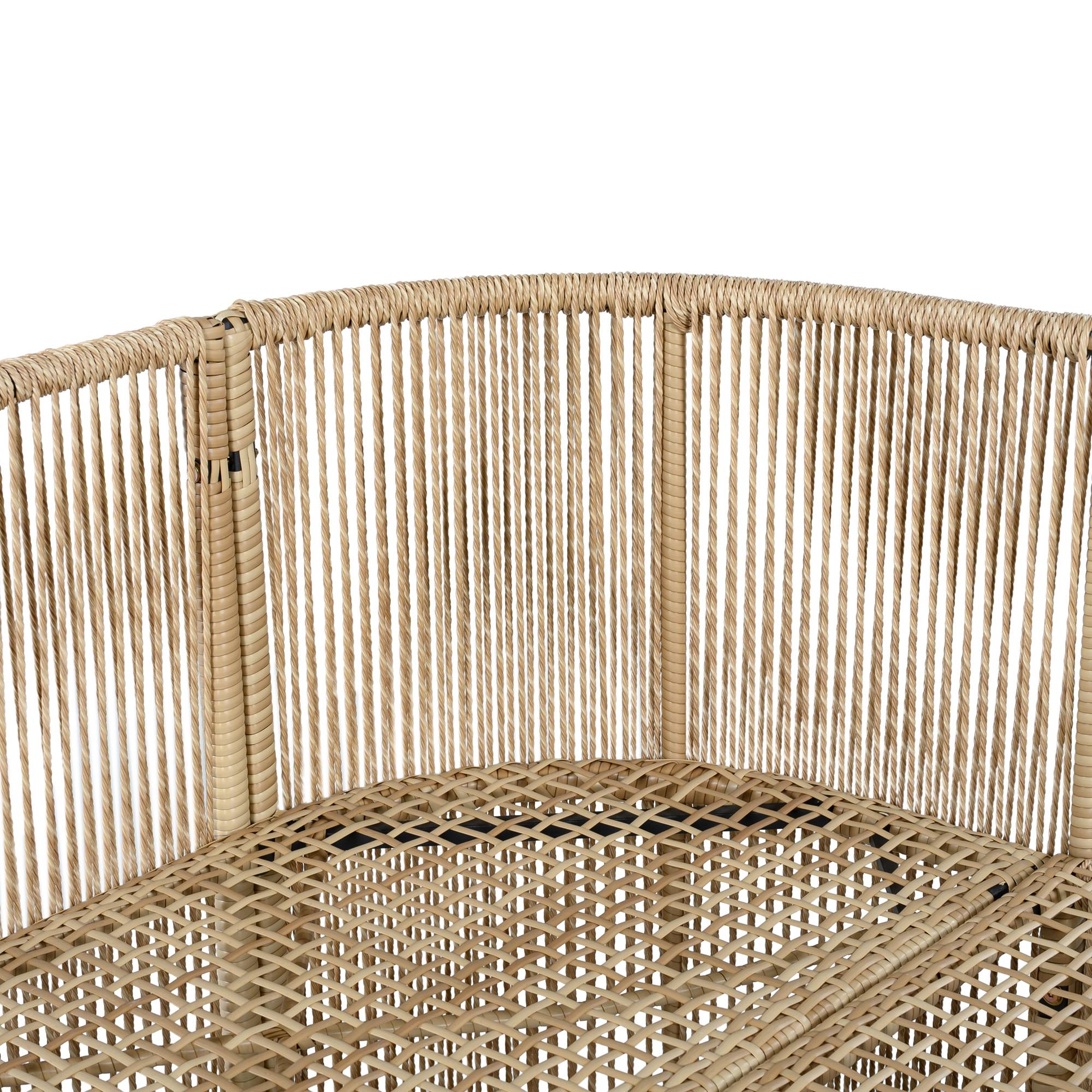 Salon de jardin 5 places résine tressée terrasse extérieur table verre beige noir - ComfortXL Outdoor Living - Image 9
