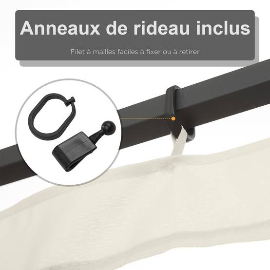 ComfortXL - Lot 4 moustiquaires nylon pour tonnelle pavillon jardin protection insectes 352x207cm Blanc - ComfortXL Outdoor Living - Image 7
